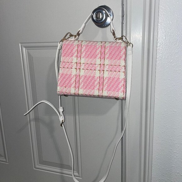 Francesca's Tweed Plaid Mini Satchel Crossbody Purse - Picture 4 of 7